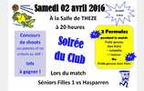 SOIREE DU CLUB SAMEDI 2 AVRIL 2016