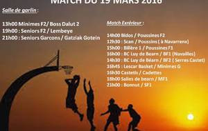 Programme du Samedi 19 Mars 2016 