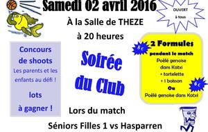 SOIREE DU CLUB SAMEDI 2 AVRIL 2016