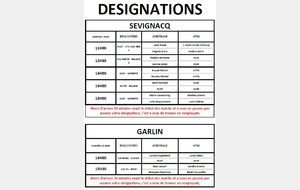 DESIGNATIONS DES SAMEDIS 5/06 & 12/06