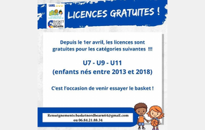 Licences gratuites U7 - U9 - U11