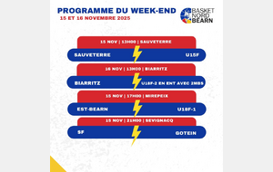 Programme des matchs du week-end du 15 et 16 Novembre