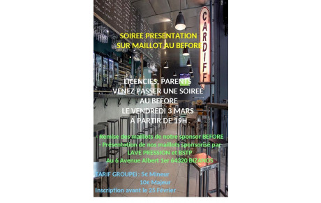 Soirée au BEFORE le 3 MARS 