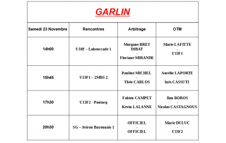Match du Week-end + désigantions 
