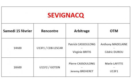 Rencontres + désignations du WE