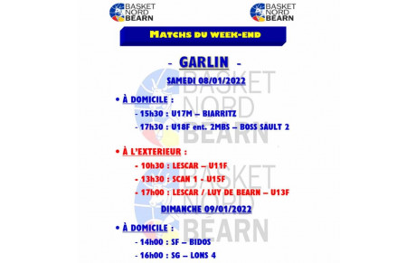 Matchs du week-end 8 &amp; 9 janvier