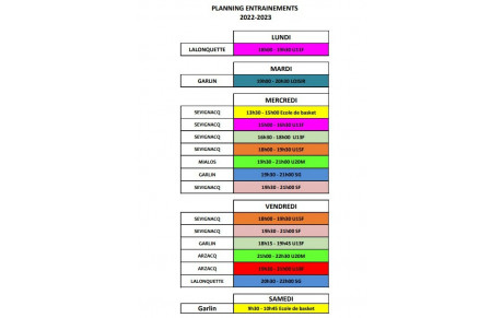 PLANNING ENTRAINEMENT 2022-2023