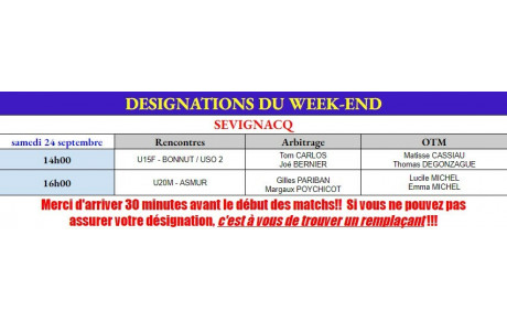 Désignations du 24 septembre