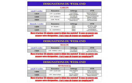 DESIGNATIONS OCTOBRE
