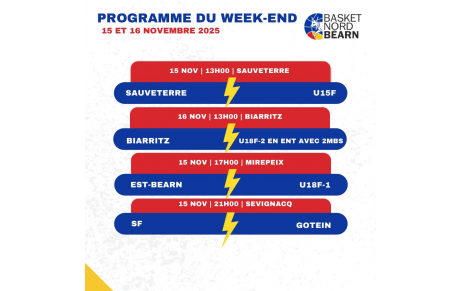 Programme des matchs du week-end du 15 et 16 Novembre