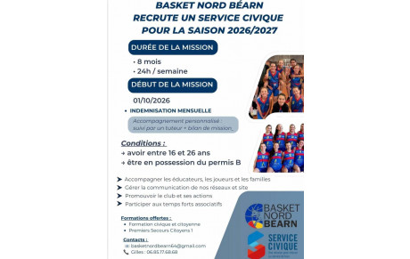 Service Civique pour la saison 2026/2027