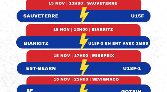 Programme des matchs du week-end du 15 et 16 Novembre